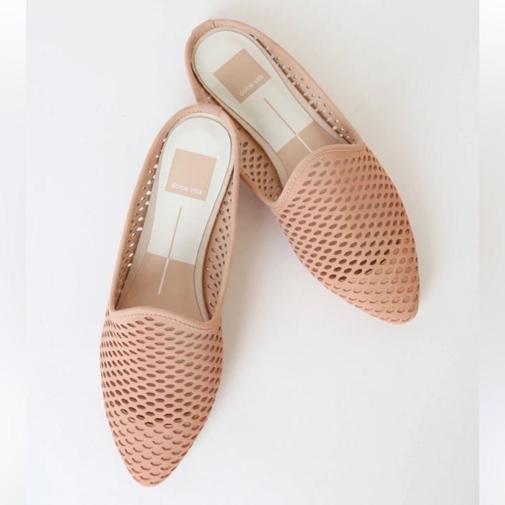 Dolce Vita Grant Perf Natural Nubuck Leather Pointed-Toe Mules
